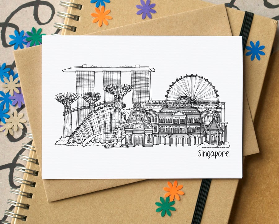 Singapore Skyline Greetings Card