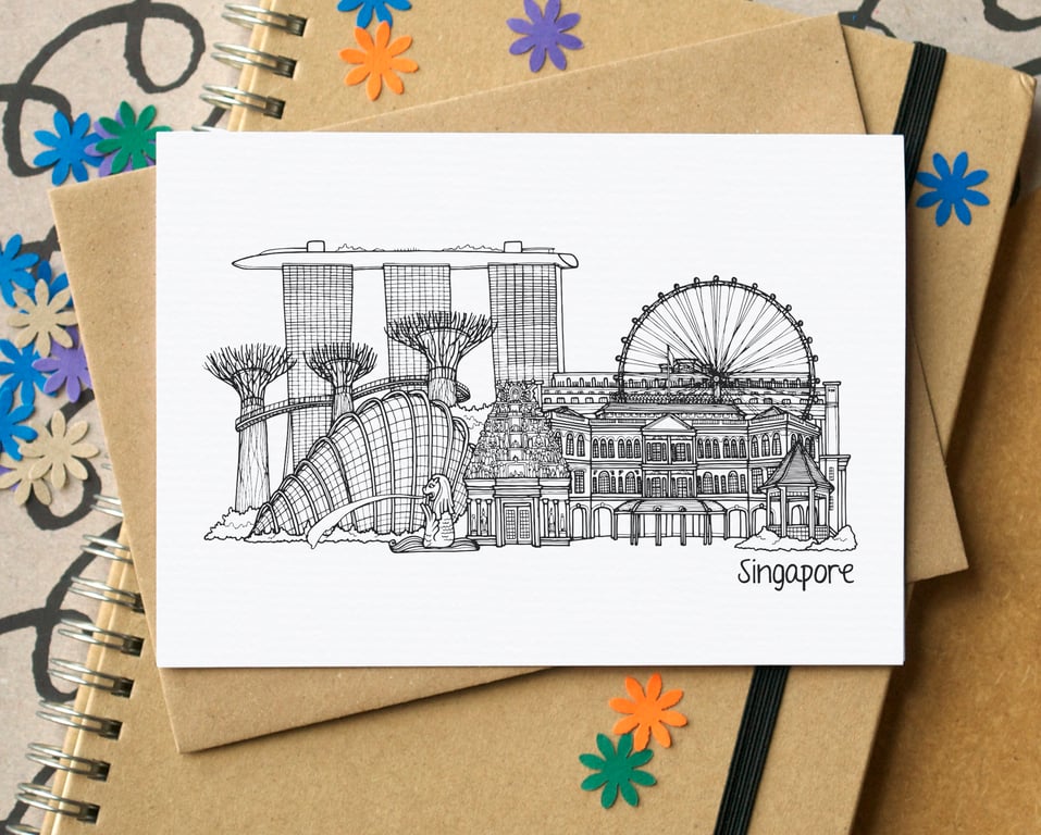 Singapore Skyline Greetings Card