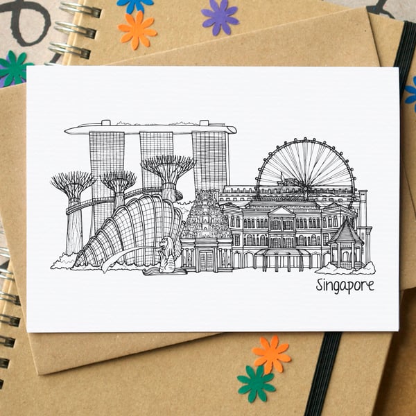 Singapore Skyline Greetings Card