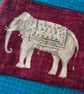 Reclaimed elephant linen zip pouch with velvet back and vintage floral lining - Image 3
