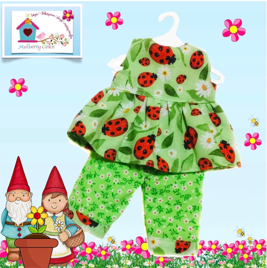 Reserved for Connor - Little Ladybird Peplum Top and Matching Cropped Trousers