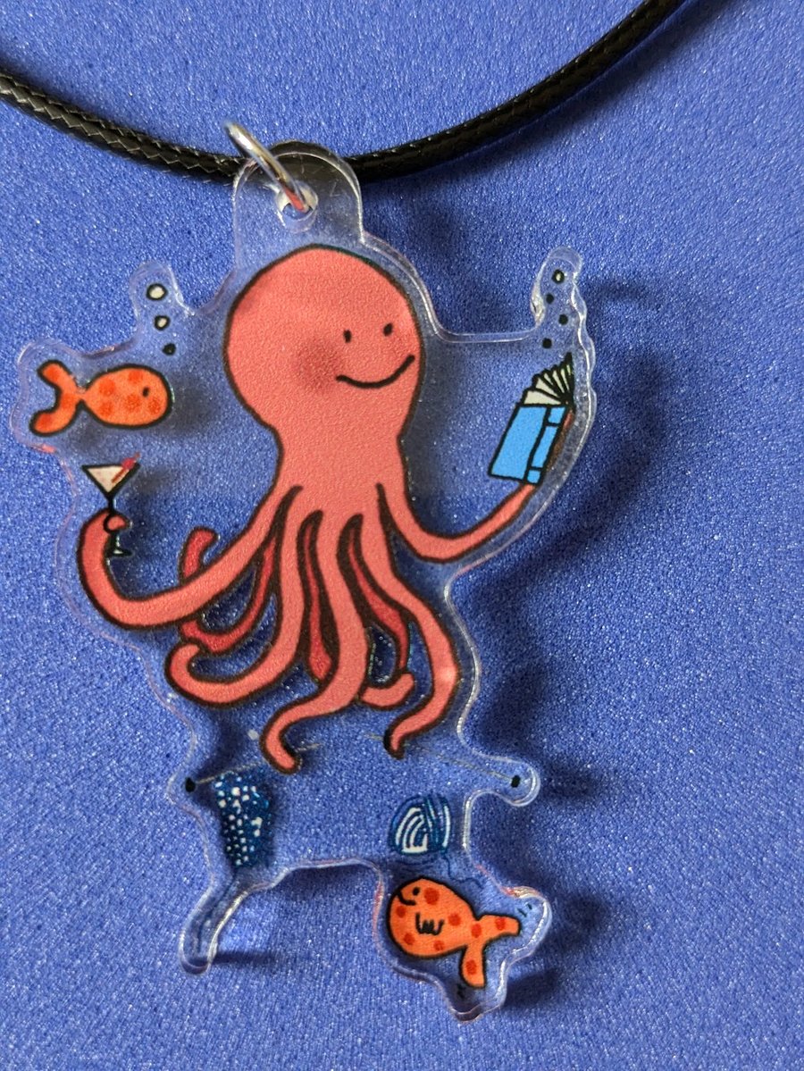 Pink octopus necklace