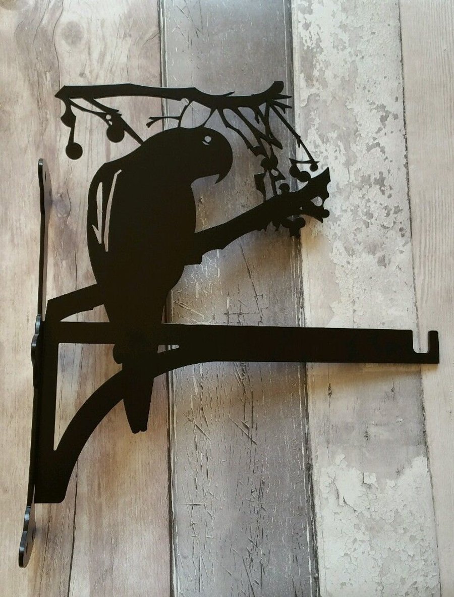 Parrot Sitting on Branch Heavy Duty Hanging Basket Bracket