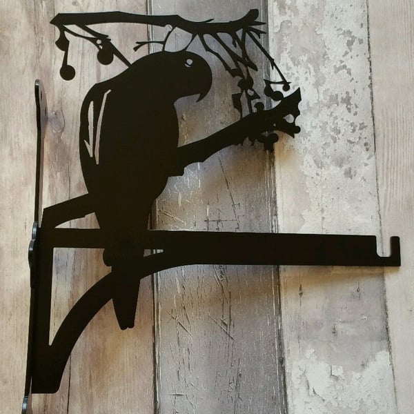 Parrot Sitting on Branch Heavy Duty Hanging Basket Bracket