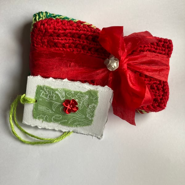 2 hand knitted 100% cotton dishcloths 