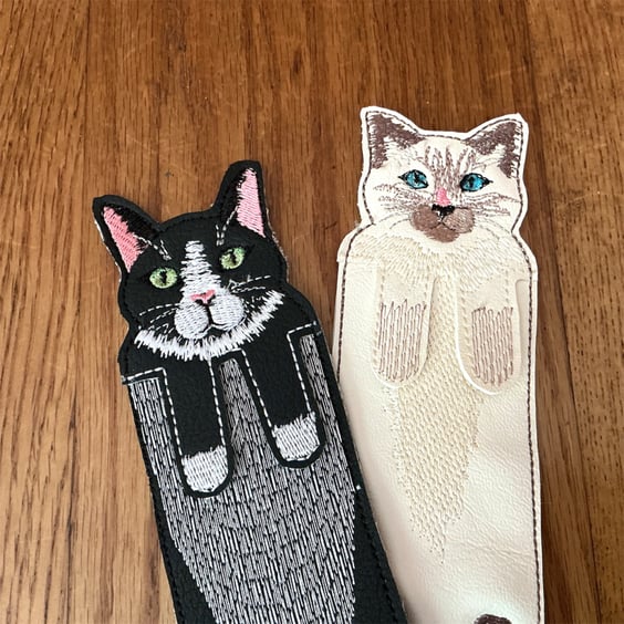 Cute  kitty bookmark . Tuxedo or long haired cat page keeper by Fidditchdesigns.