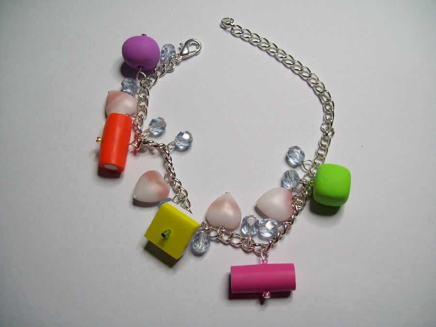 Polymer clay dolly mixtures charm bracelet
