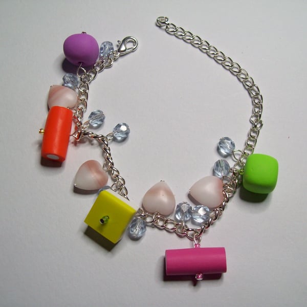 Polymer clay dolly mixtures charm bracelet