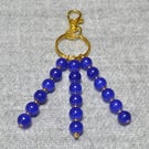 Bag Charm – Blue Glass Bead and Gold Spacer Triple Dangle