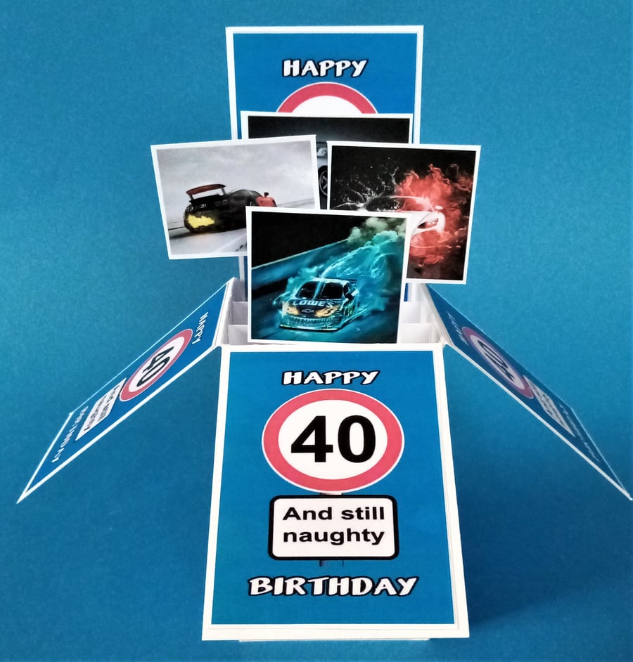 Men's 40th Birthday Card with Cars