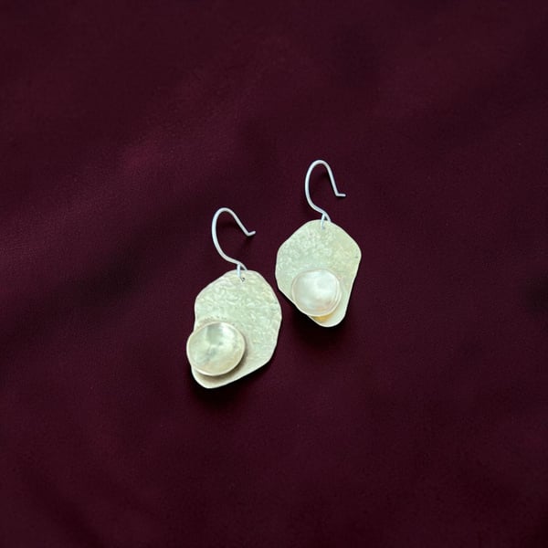 Brass Freeform Earrings, Sterling Silver Earwires