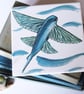 Flying Fish Design Ceramic Tile Trivet with Cork Backing - Image 2