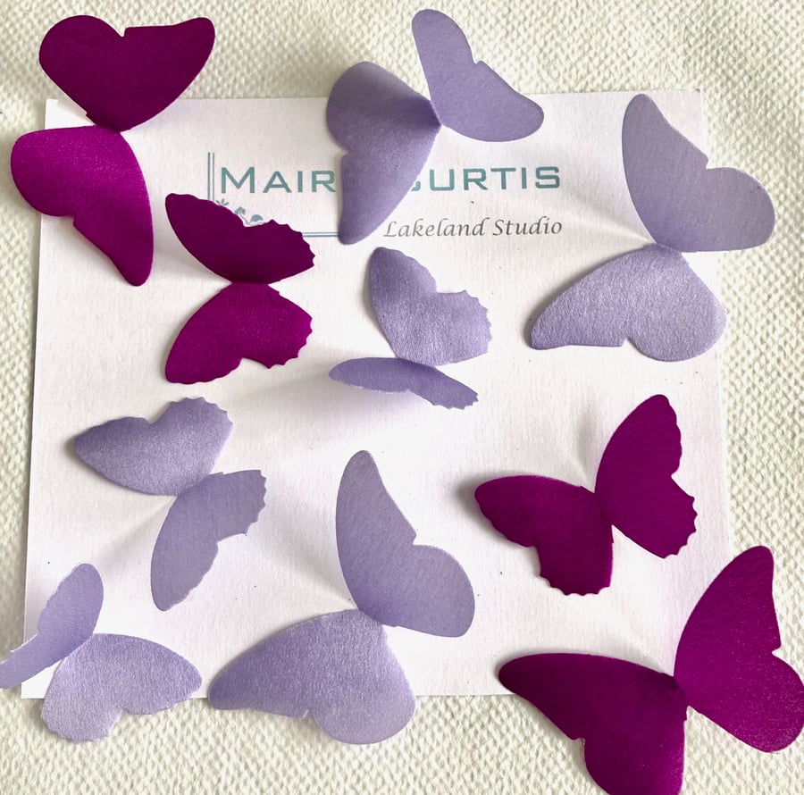 Hand Crafted Silk satin Butterflies in shades of violet