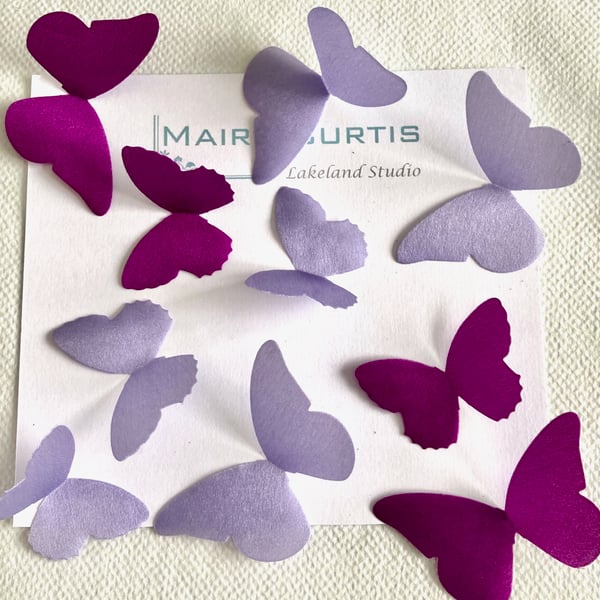 Hand Crafted Silk satin Butterflies in shades of violet