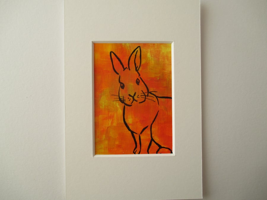 ACEO Rabbit aceo picture original miniature painting mounted affordable art