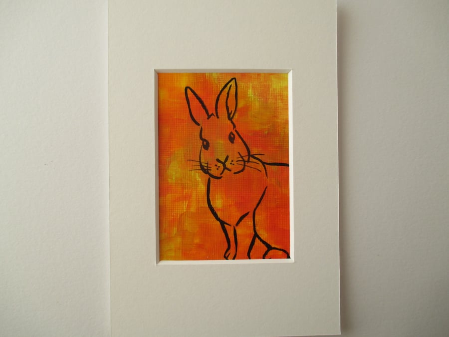 ACEO Rabbit aceo picture original miniature painting mounted affordable art