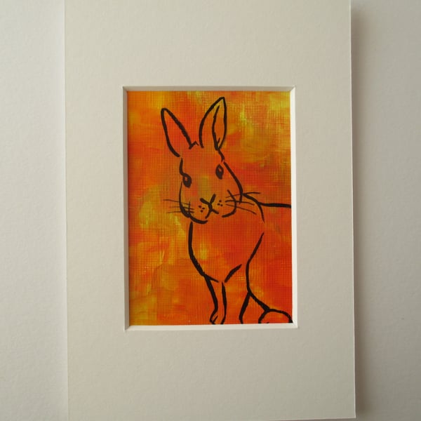 ACEO Rabbit aceo picture original miniature painting mounted affordable art