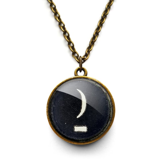 Crescent Moon Typewriter Key Necklace (DJ10)