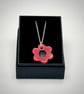 Porcelain poppy red necklace on a sterling silver chain