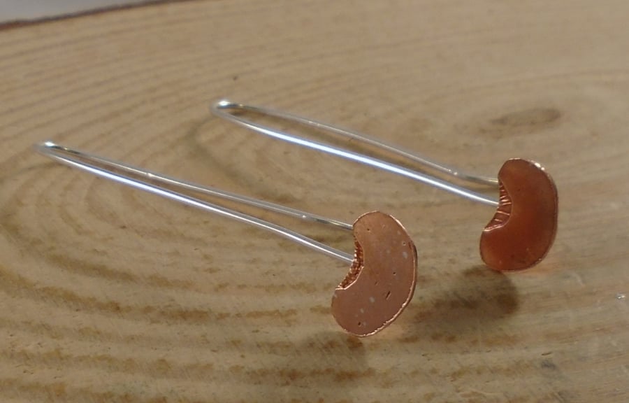 Sterling Silver and Copper Conker Earrings