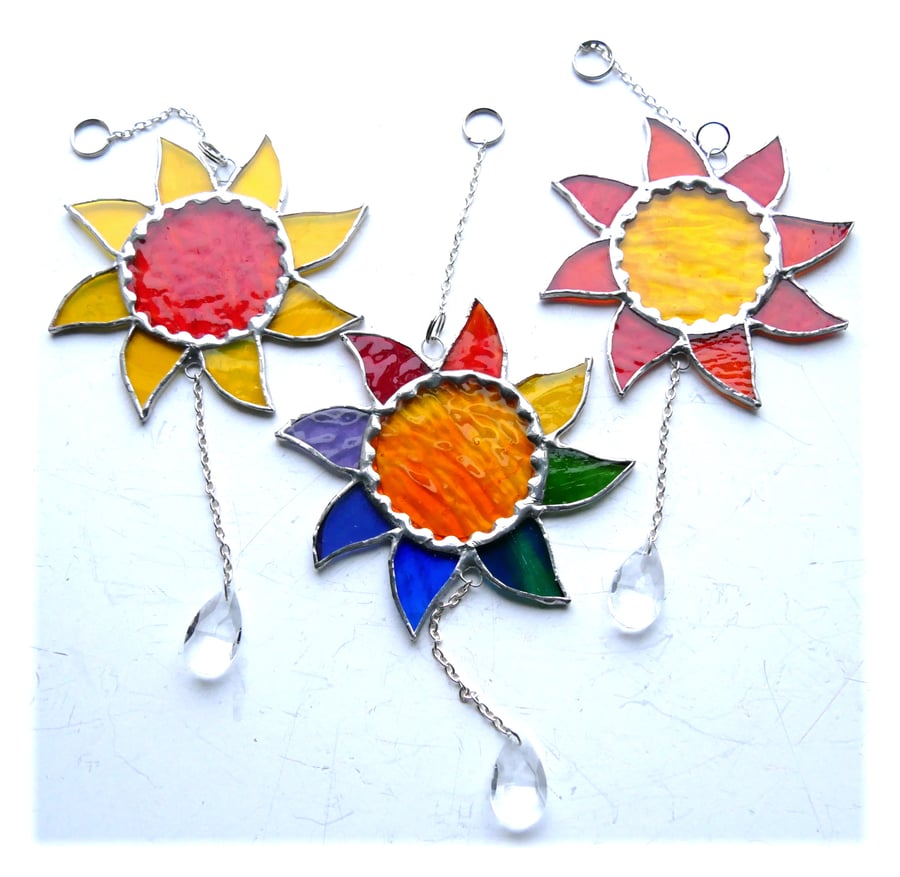 Sun Suncatcher Stained Glass Handmade Sunshine colour choice