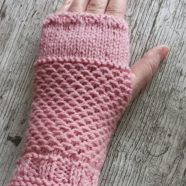 Fingerless gloves, aran knits, womens winter gloves