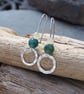Hoops, Sterling silver dangle hoop earring, lemon jade and green moss agate hoop - Image 2