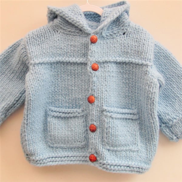 Knitted Baby's Chunky Duffle Coat, Pram Coat, Winter Coat, Gift for Children