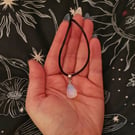 Glowing opalite teardrop pendant necklace - minimalist boho style delicate charm