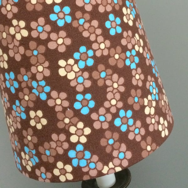 Pretty RETRO Daisies Brown Lampshade in 60s 70s Daisy Vintage Fabric