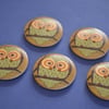 30mm Wooden Owl Buttons Natural Brown Mint 5pk Bird (LOW6)
