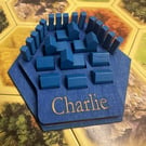 Personalised Wooden Catan Piece Holder – Custom Name & Colour Organiser