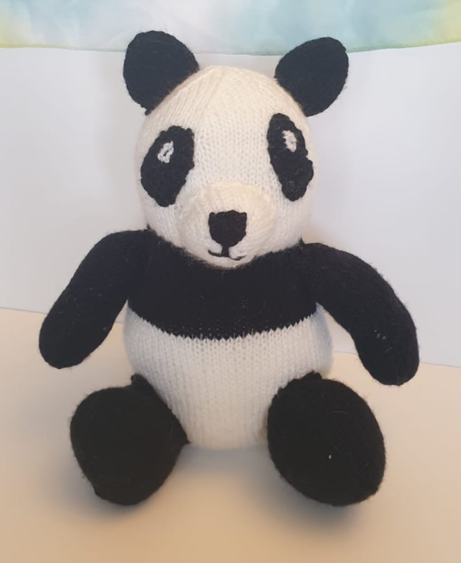 Hand knitted toy Panda Bear