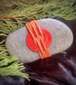 Orange and Tan Woven Spiral Zen Stone, Leather Wrapped Rock, Japanese Inspired - Image 2