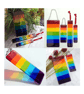 Handmade Fused Glass Rainbow Striped Suncatcher - Colourful Hanging Picture