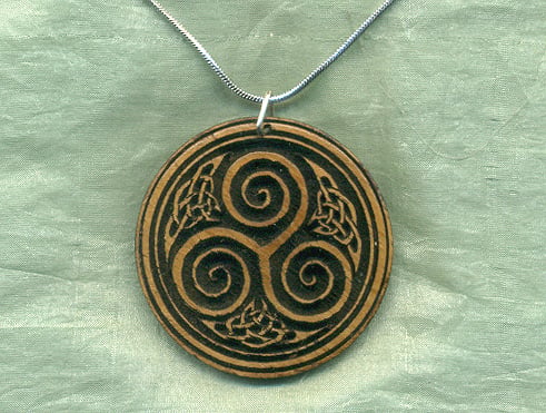 Celtic design wooden pendant