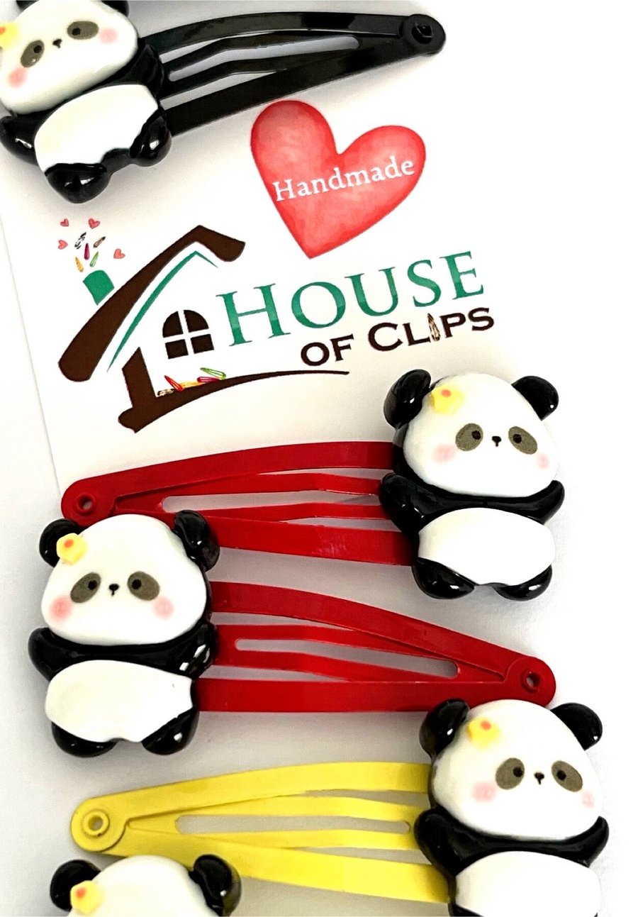 Panda Hair Clips x2 - Panda Hair Slides - Animal Hair Clips - Hair Clips for Boy