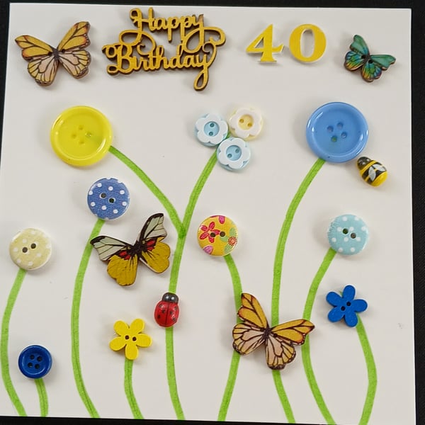 Handmade 40th birthday card 