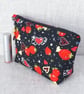 Make up bag, zipped pouch, strawberries & hearts - Image 3