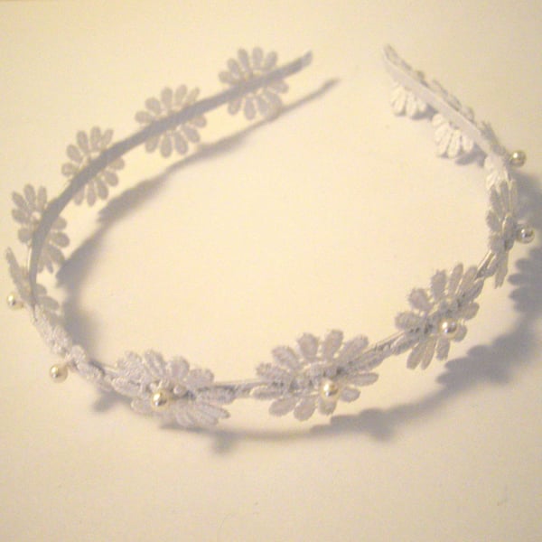 Lace and Pearl Vintage Style Head Band - UK Free Post