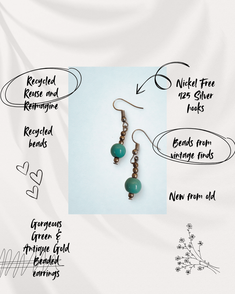 Jade & Antique Gold Earrings