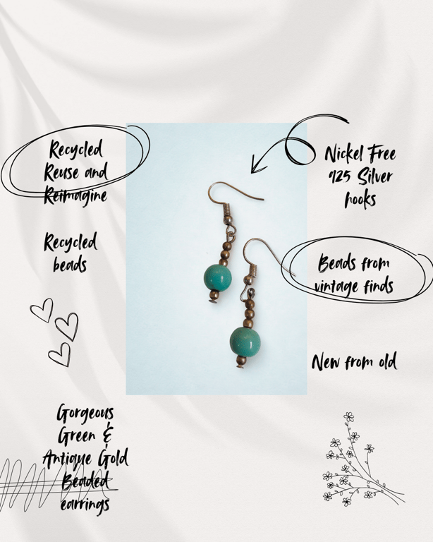 Jade & Antique Gold Earrings
