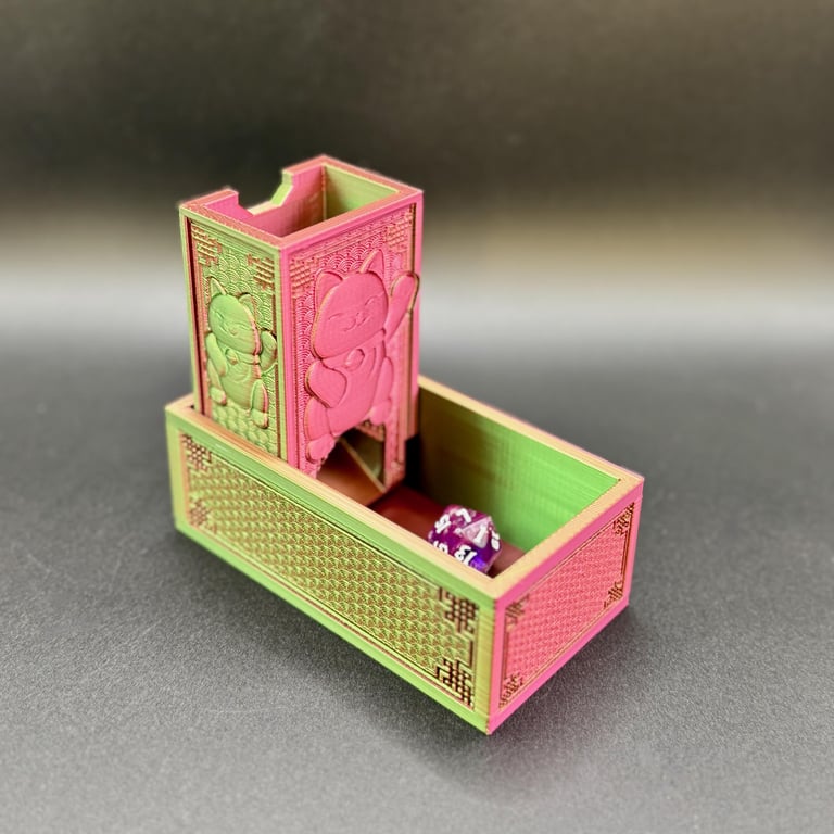 Foldable Travel Dice Tower Lucky Cat: Pocket D&D Gaming Accessory