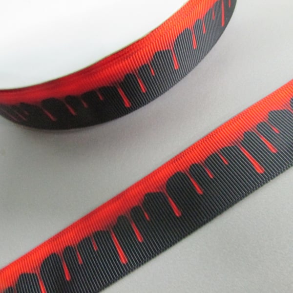 Zombie Blood Drips Horror Grosgrain Ribbon x 1 metre 2 widths to choose