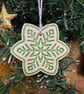 Ceramic snowflake tag (green)
