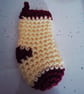 Miniature crocheted festive stocking - red and cream - Image 2