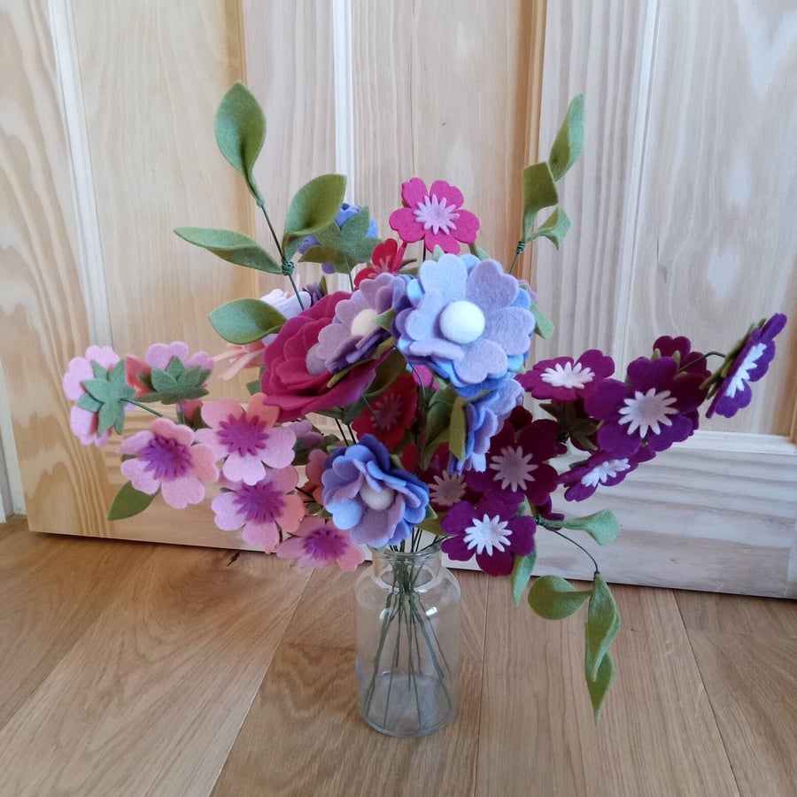 Mixed flower bouquet, felt flowers, home decor, wedding flowers, new home gift