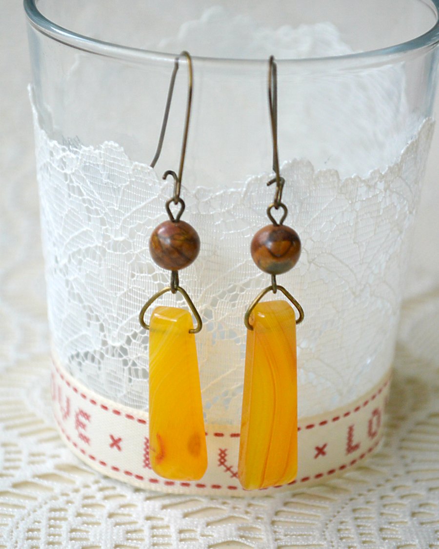 Honey Yellow Agate Earrings