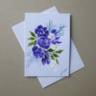 original hand painted floral blank greetings card ( ref FA 408 B6 )