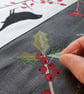 Blackbird in Snowy Scene, Christmas card, Winter birthday, holly, red berries - Image 7